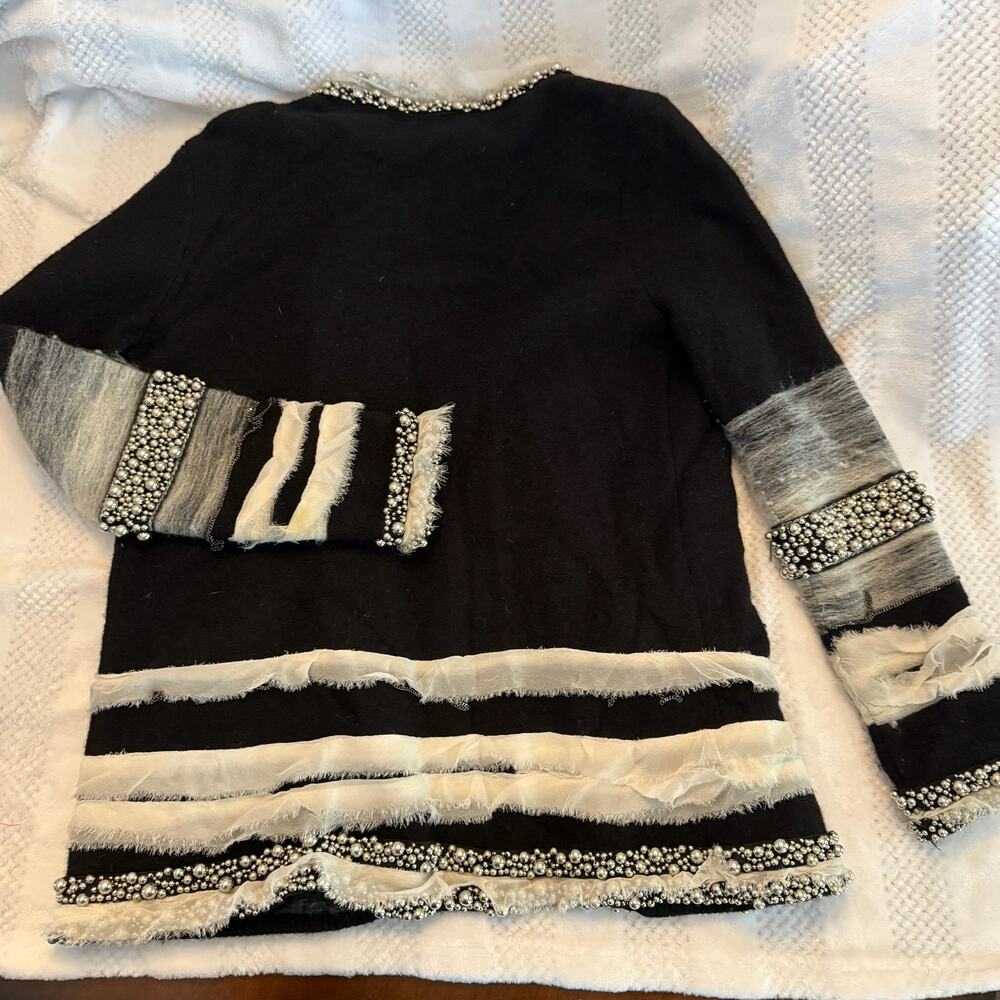 diane von furstenberg beaded lace wool sweater lexi size P - Picture 5 of 6